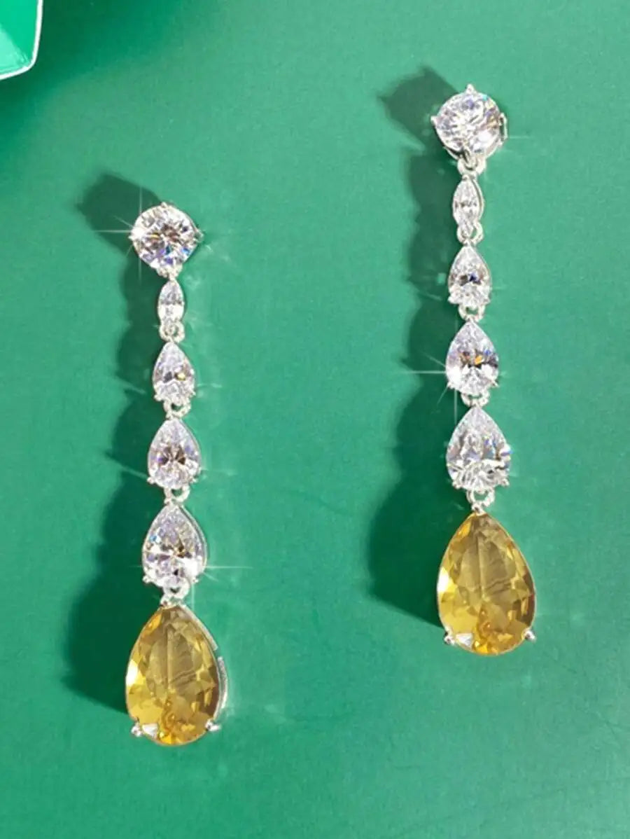 Sparkling Cubic Zirconia Teardrop Drop Earrings For Women