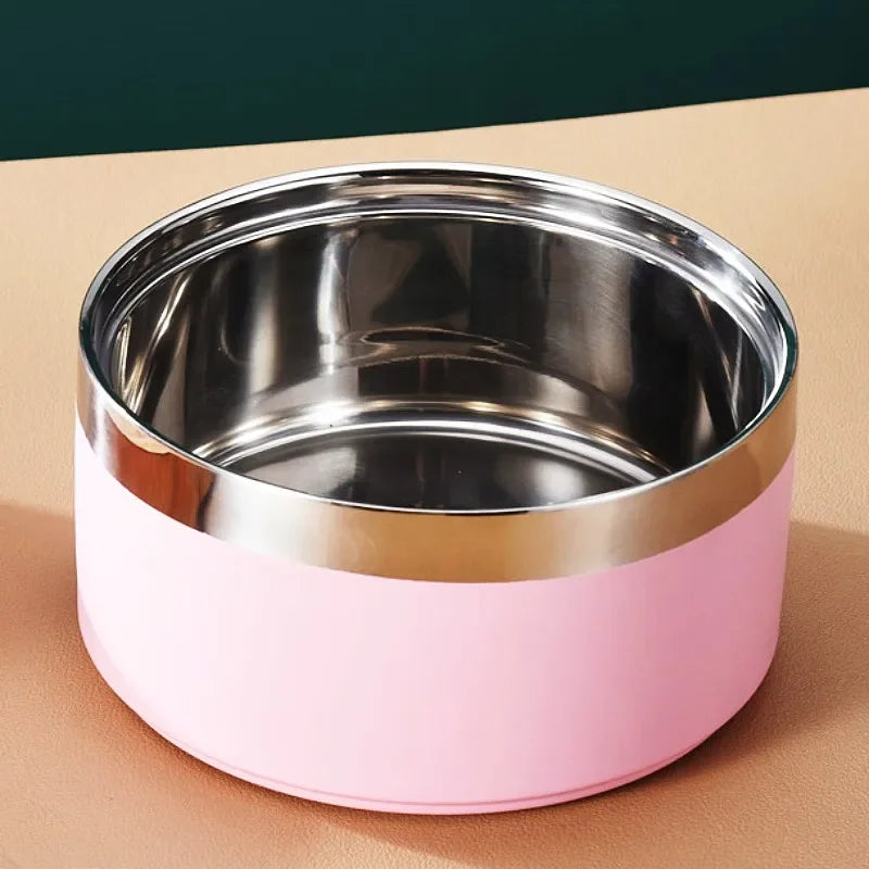 Dog Food Bowl Stainless Steel Double-layer Water Bowls for Dogs Feeding Non-slip