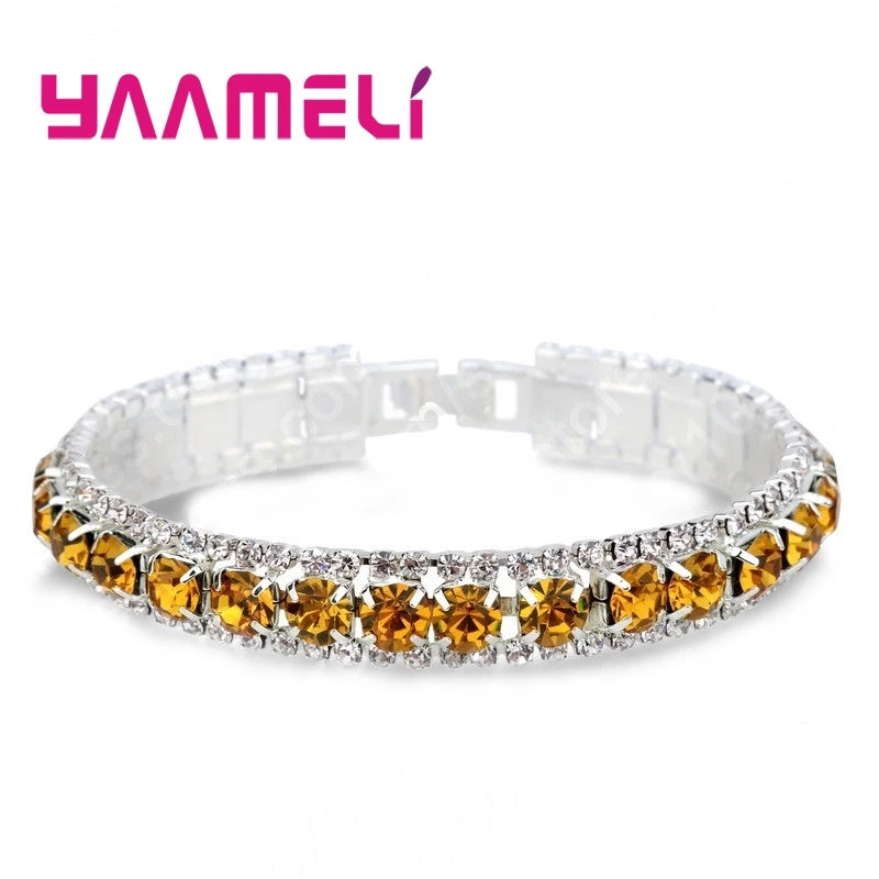 Top Sale 925 Sterling Silver Bracelets Full AAA Zircon Austrian Crystal Bangles