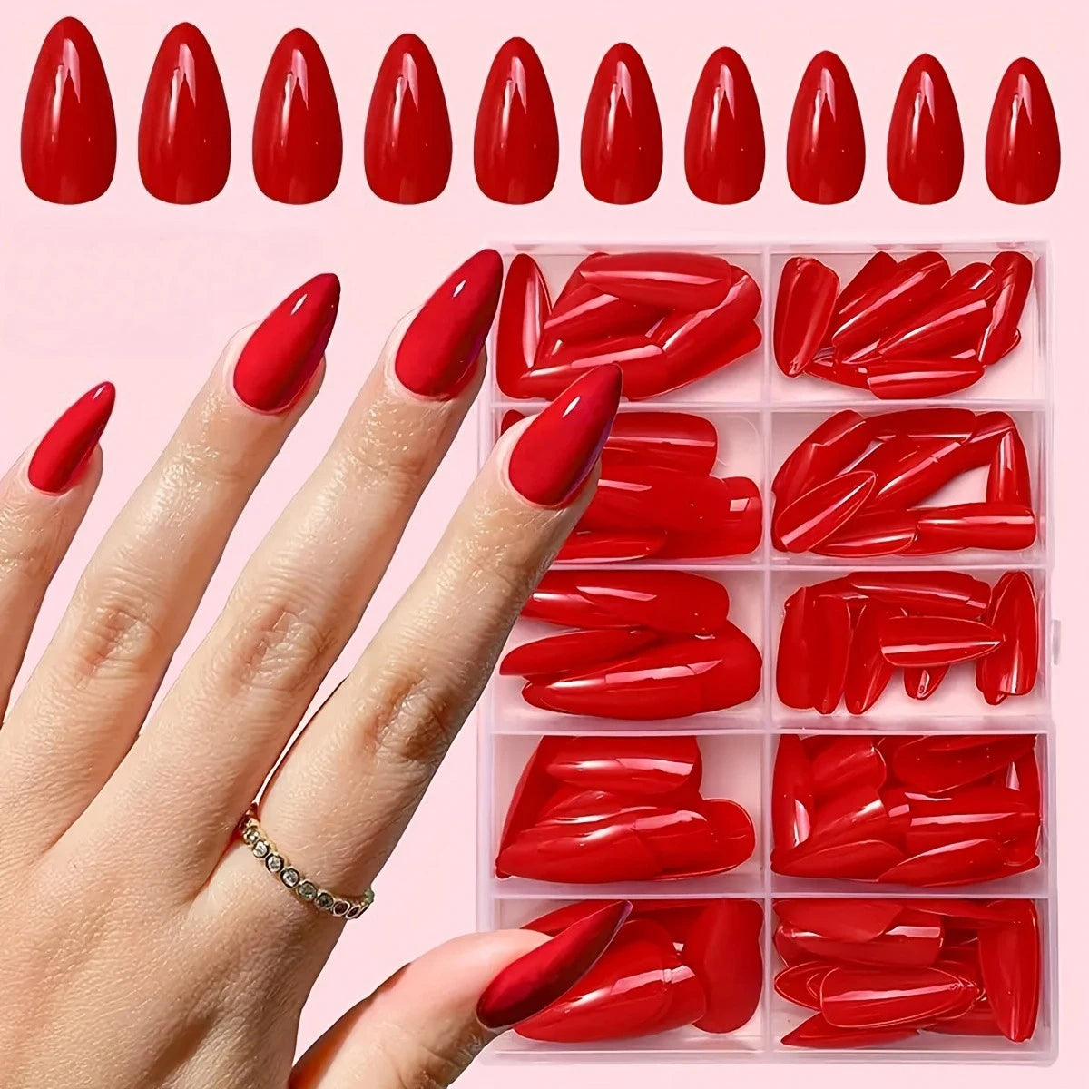 120 PCS Box Almond Shaped Pink Nail Piece White French Press On Nails