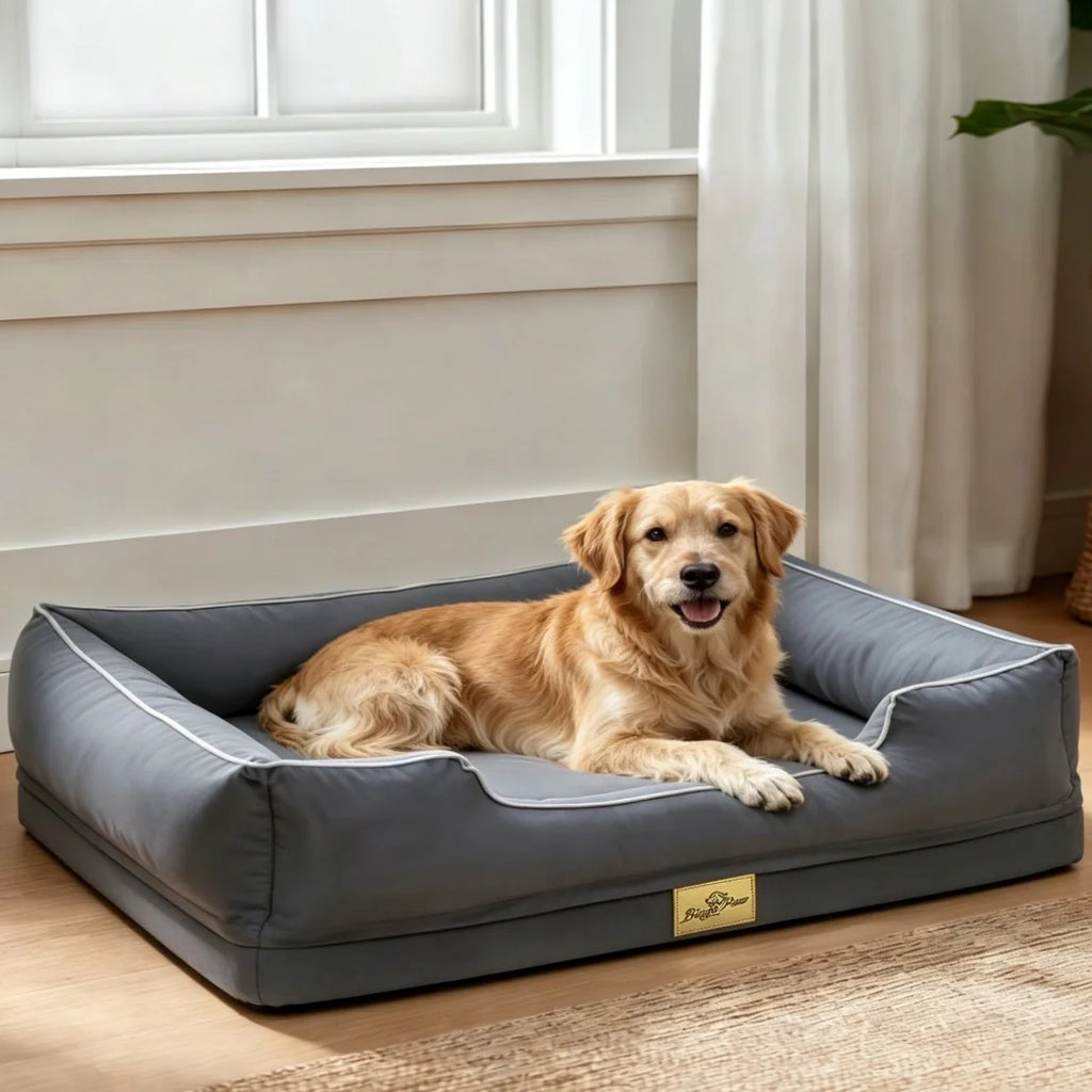 Large Orthopedic Dog Bed Pet Sofa with Bolster Washable Removable Cover and Non-Slip Bottom