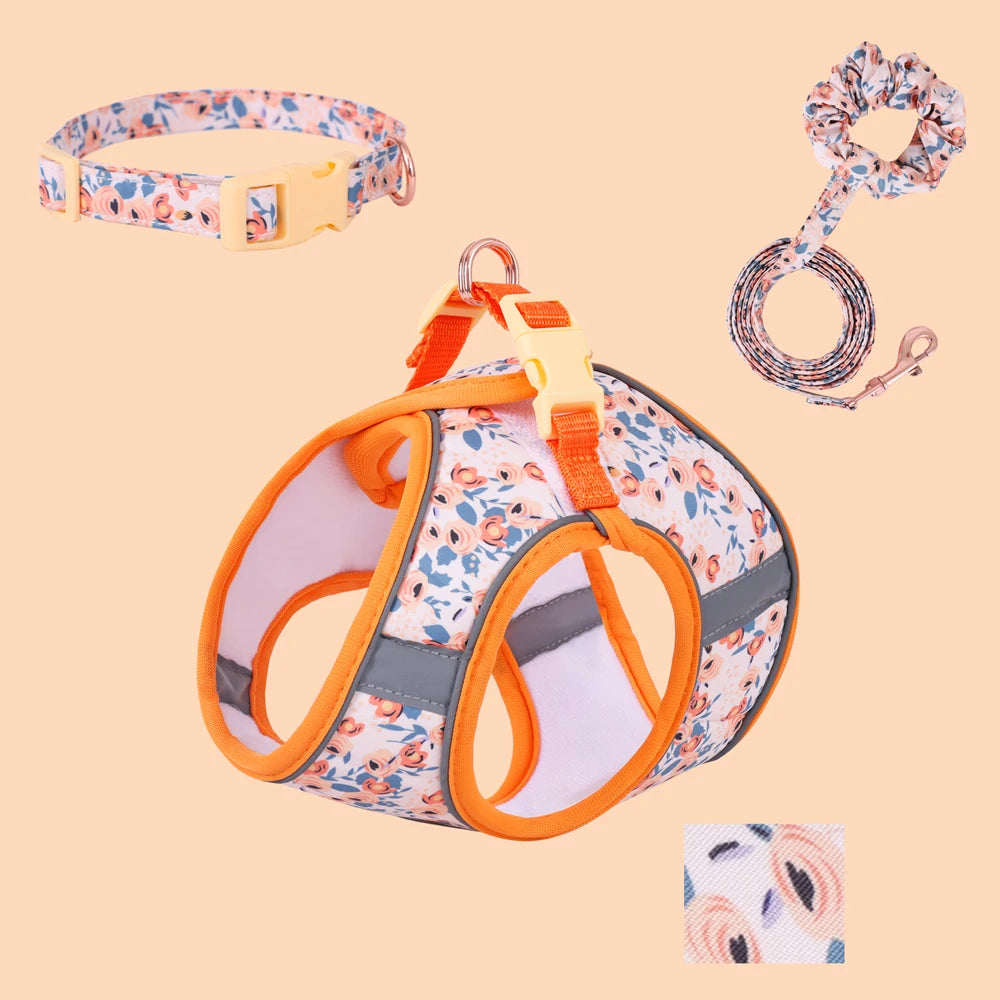 Small Dog Harness Leash Set Cute Traction Bracelet Medium Cat Collar Vest Harness Adjustable