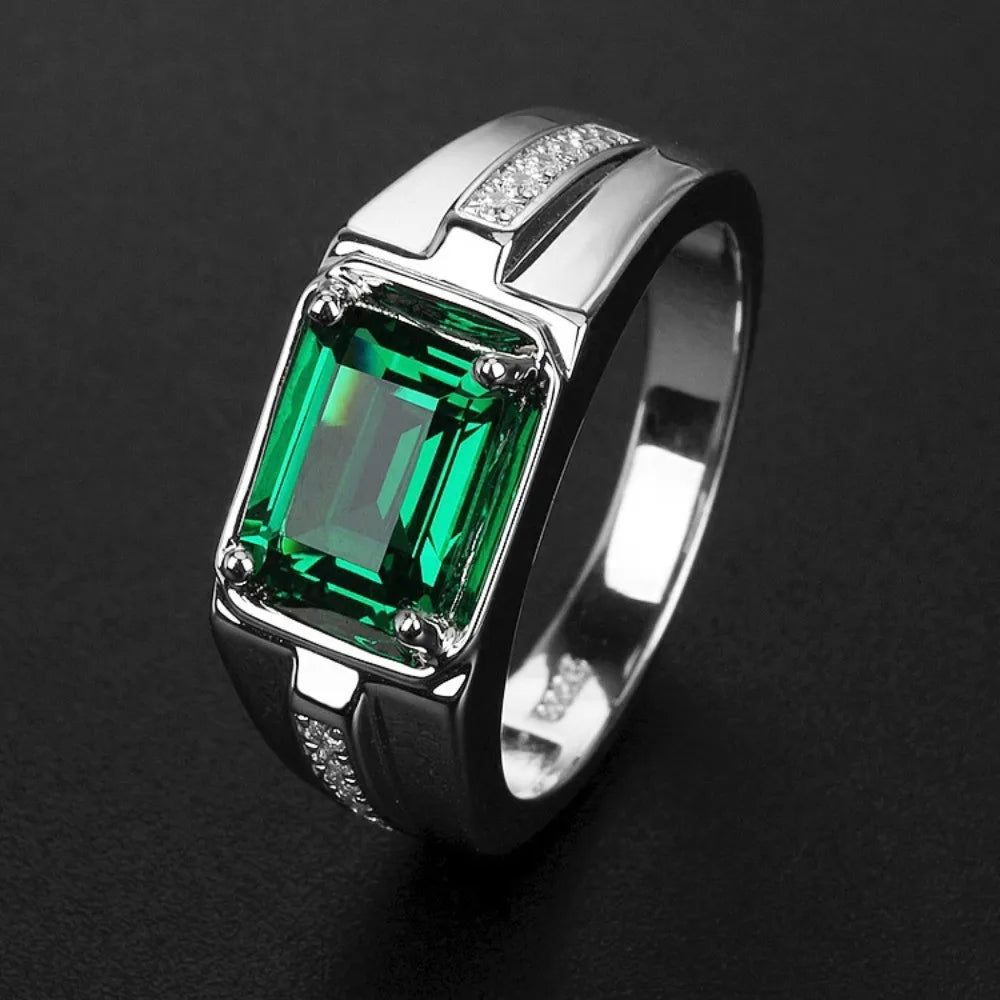 Men's fashion ring, set with synthetic gemstones – Business minimalist style men's ring