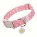 Daisy Dog Collar, Cute and Durable Quick-Release Pet Collar for Small, Medium, Large Dogss Pink, L