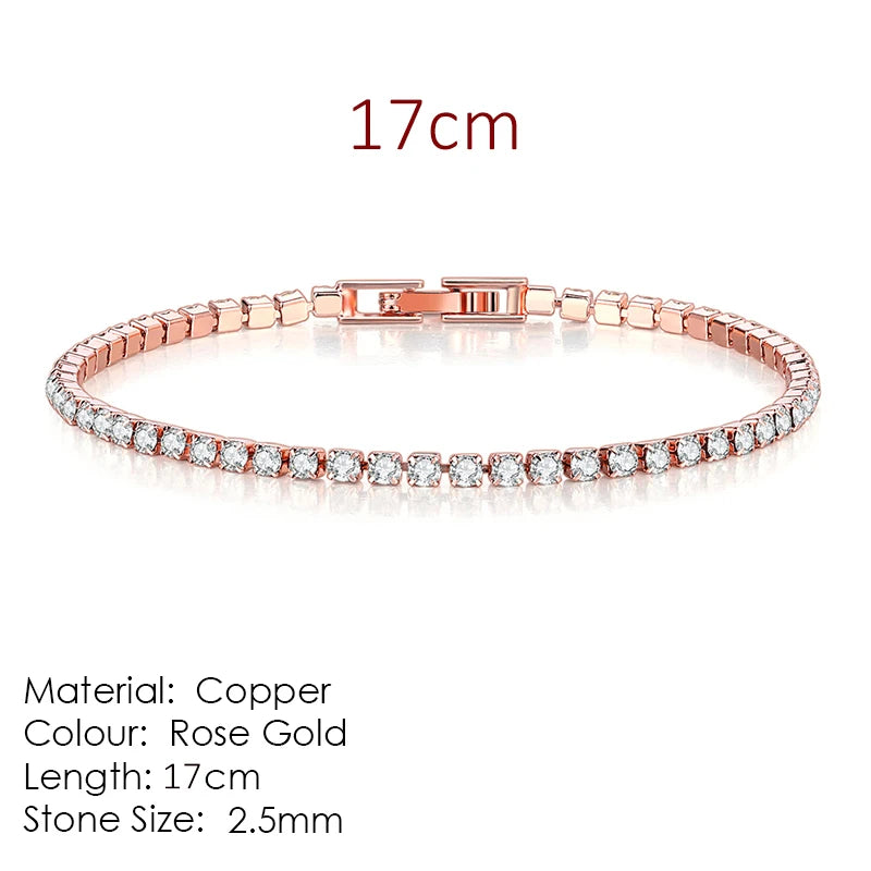 Fashion 2.5mm Zirconia Tennis Bracelet for Women Crystal Charm Designer