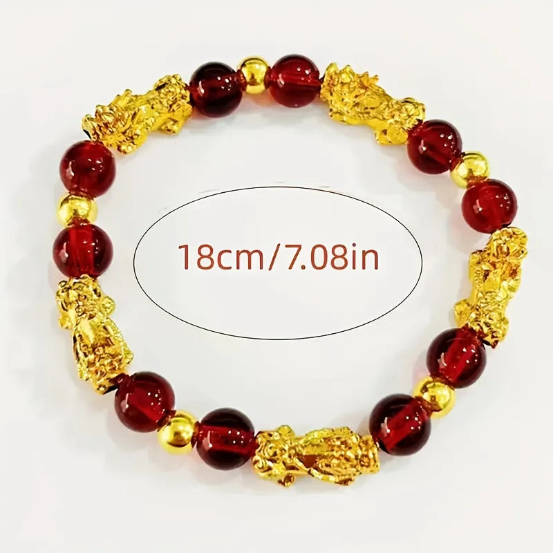 Golden and red pearl bracelet - A fashionable glass jewelry