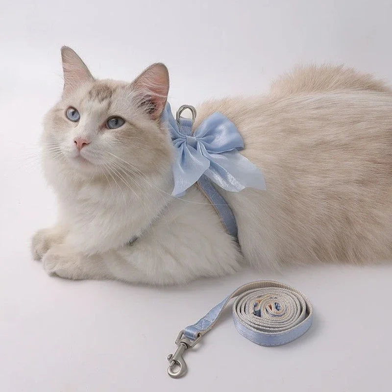 Cute Bowknot Dog / Cat Harness and Leash Adjustable Pet Harness with Traction Rope