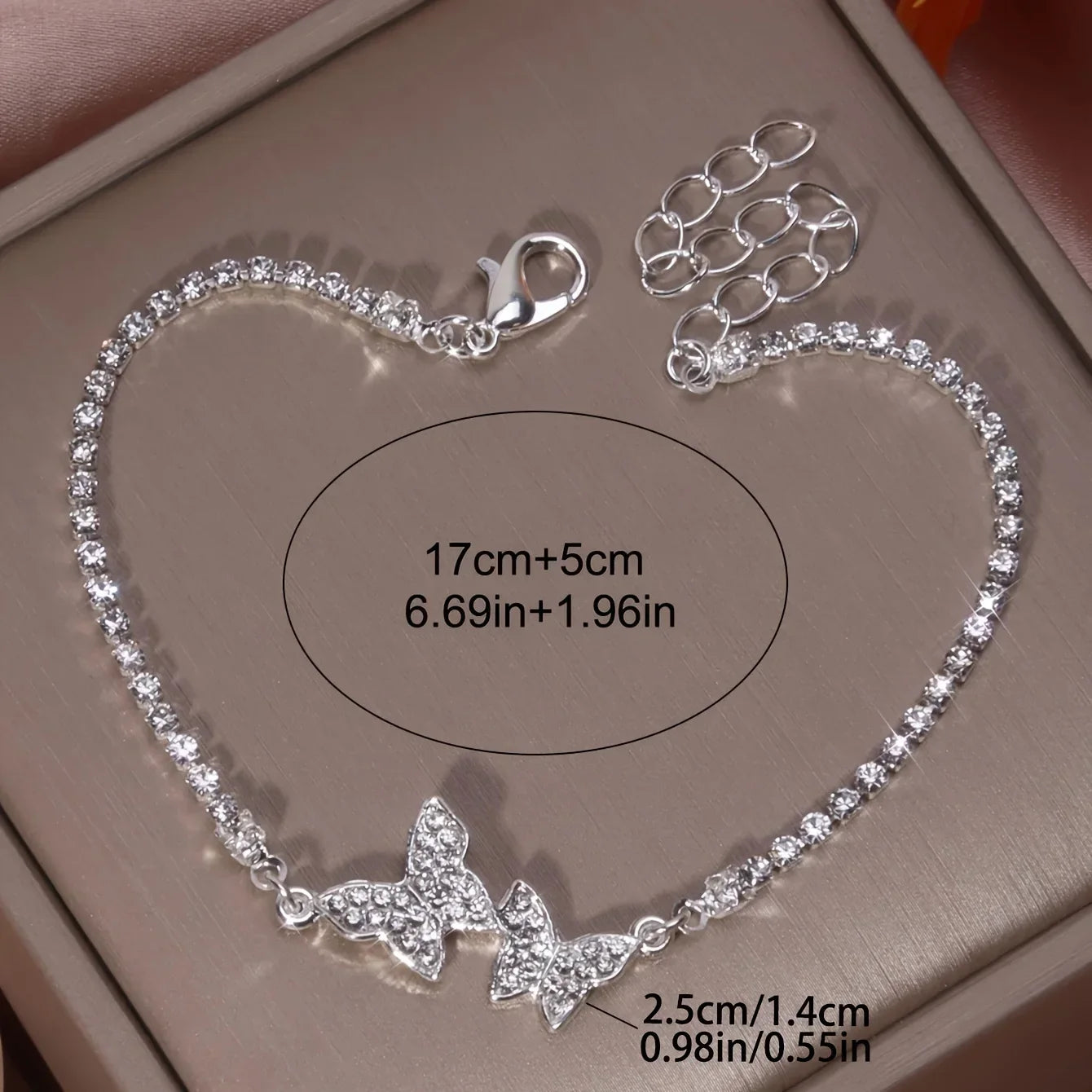 Elegant diamond butterfly claw chain silver bracelet