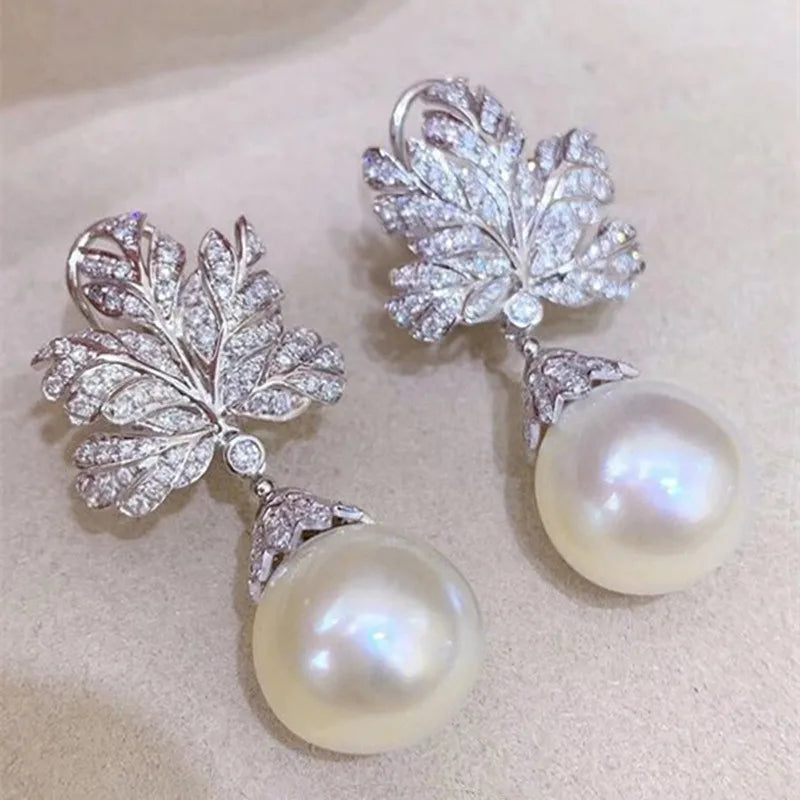 925 Sterling Silver Leaf Pendant Earrings for Women