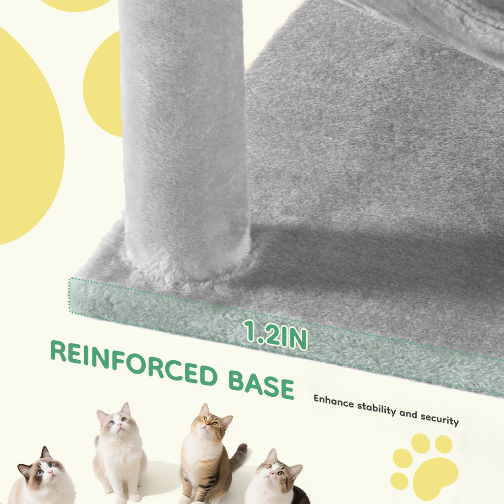 44In Cat Tree Tall Multi-Cat Climbing Tower for Cats  Natural Sisal Scratching Posts
