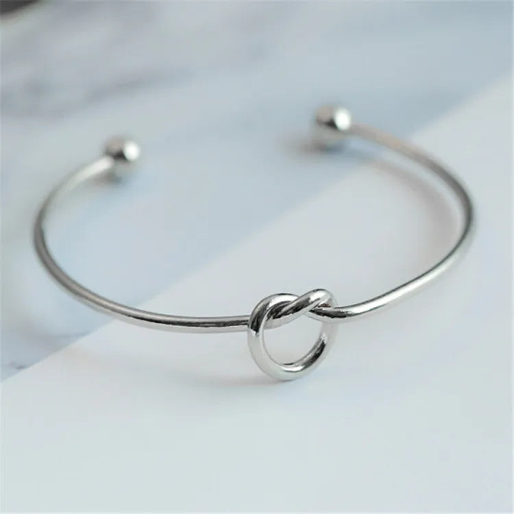 Stainless Steel Bracelets Vintage Fashion Woven Twist Texture Bangles for Women