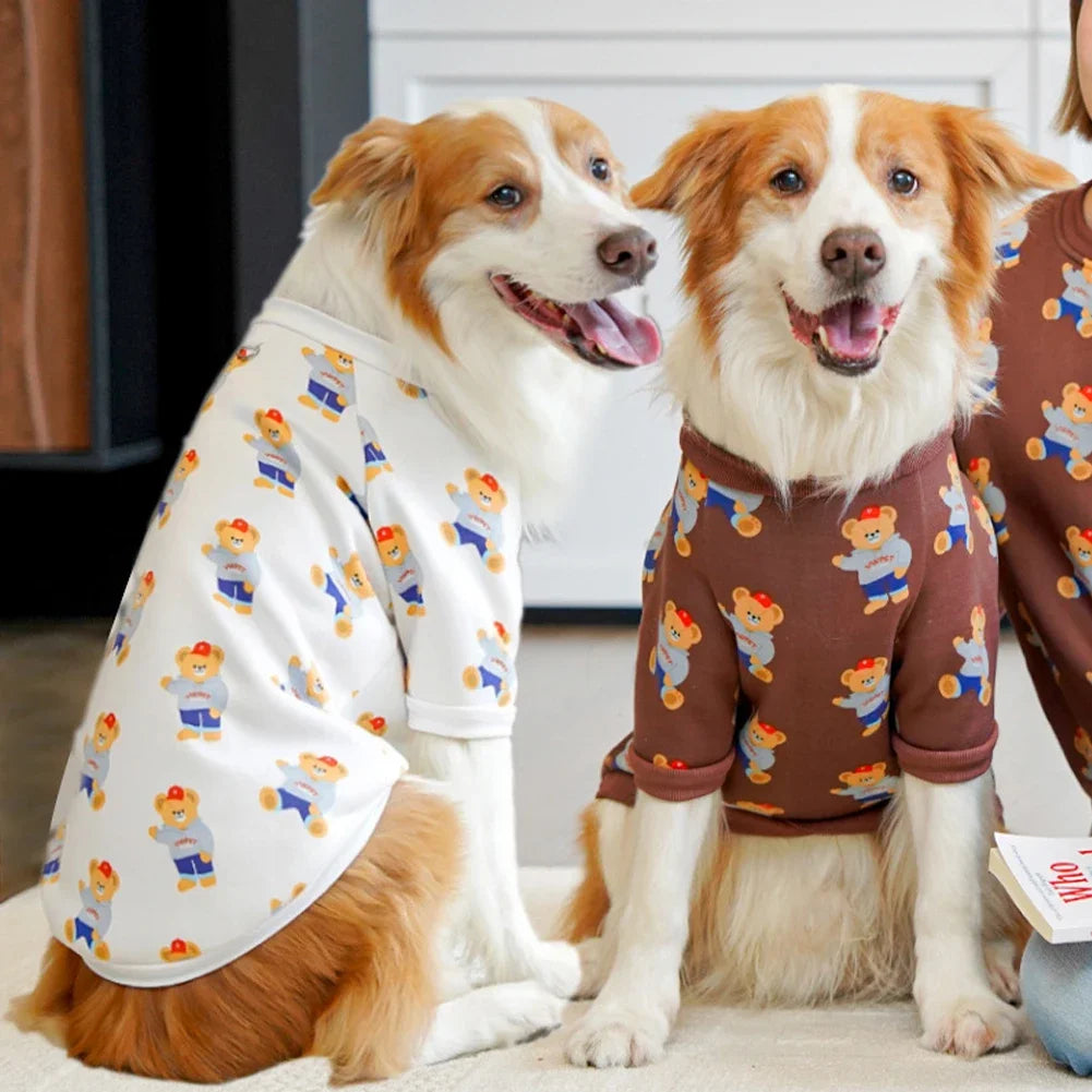 Universal Bear Pattern Pet T-shirt Pure Cotton Soft Breathable Dog Shirt for Medium to Large Dogs