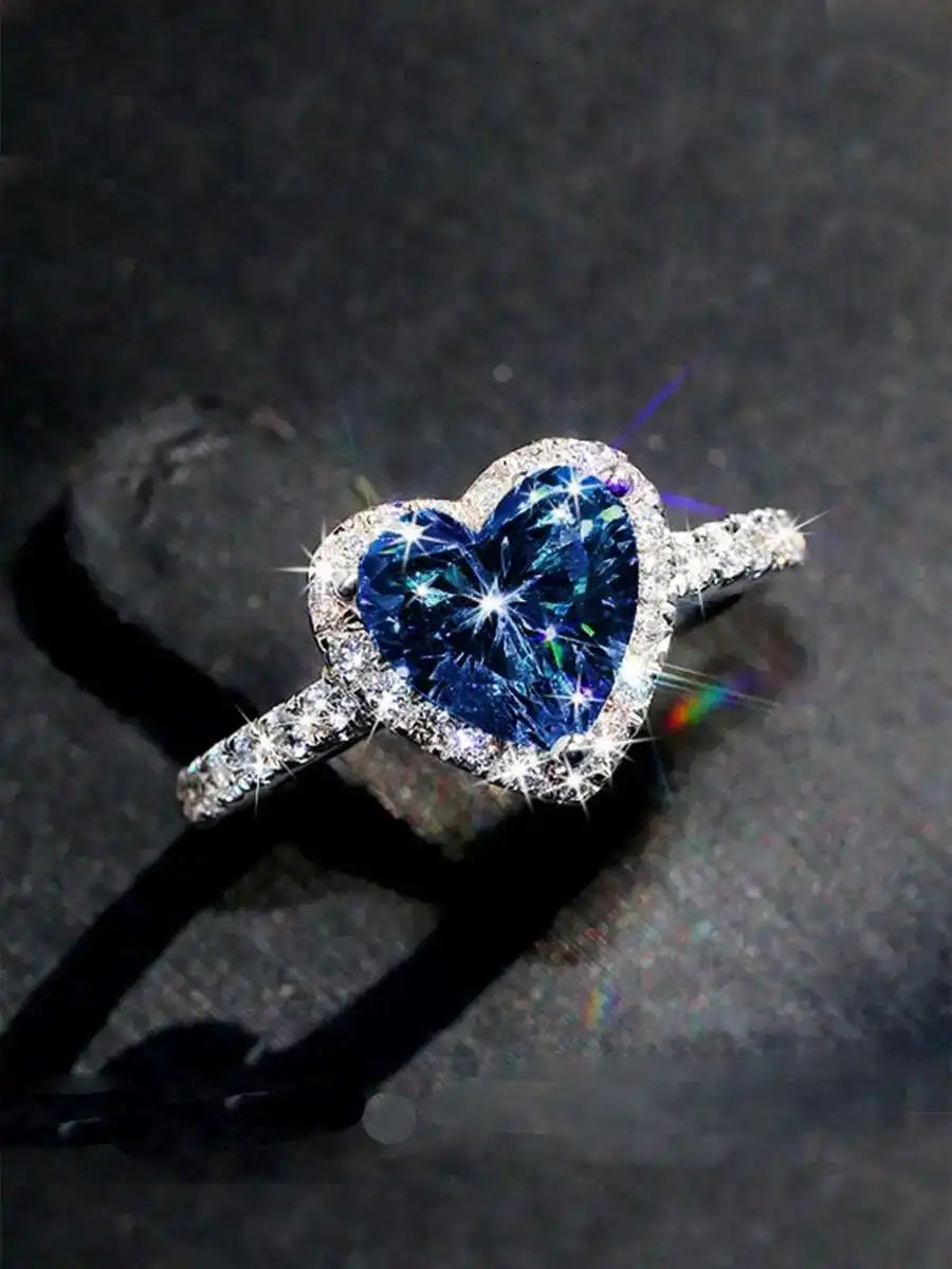 Heart Shaped Cubic Zirconia Ring For Women