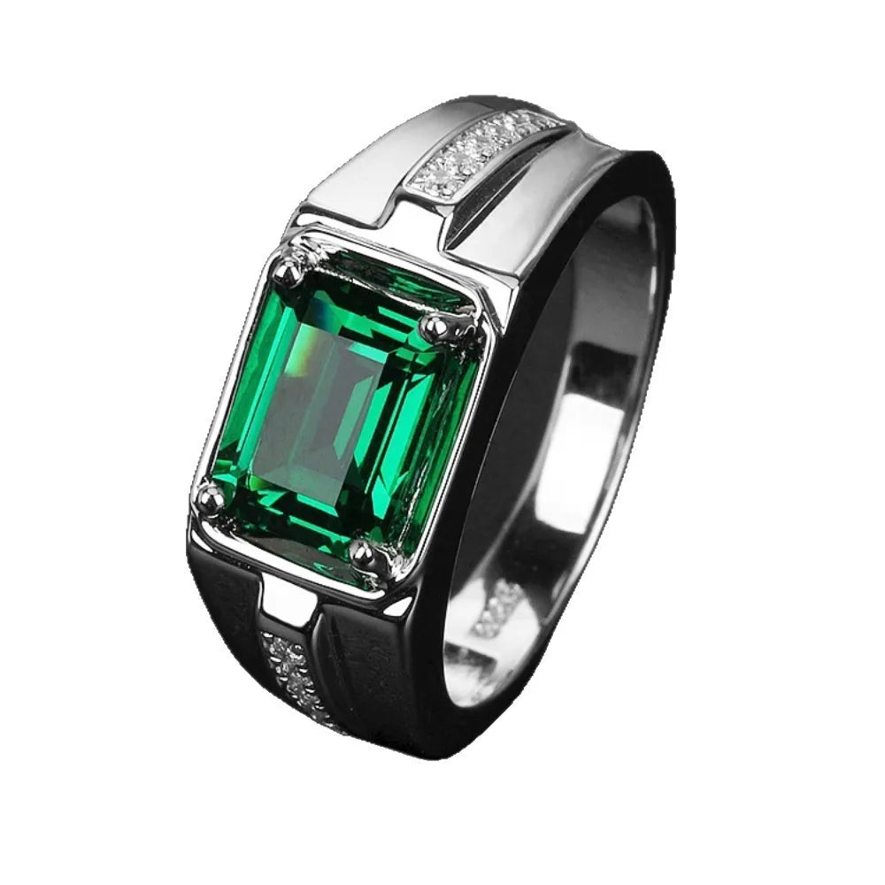 Men's fashion ring, set with synthetic gemstones – Business minimalist style men's ring