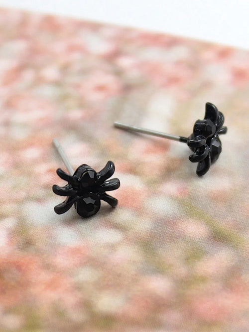 3D Black Spider Stud Earrings For Women Punk Style