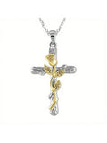Rose Cross Flower Leaf Pendant Necklace Classic Jewelry For Women
