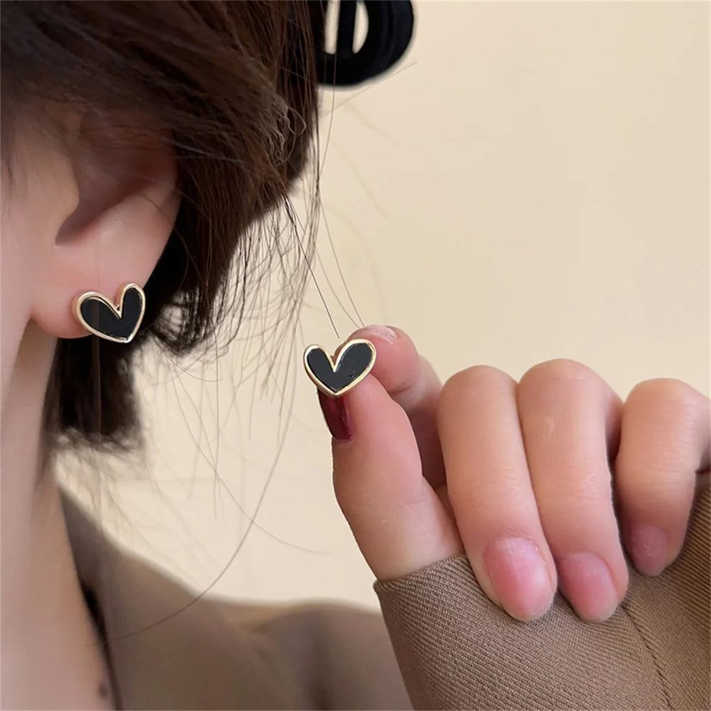 New Sweet Cute Heart Stud Earrings for Women