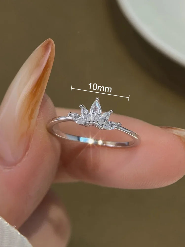Beautiful 925 Sterling Silver Simple Classic Marquise Zircon Ring For Women
