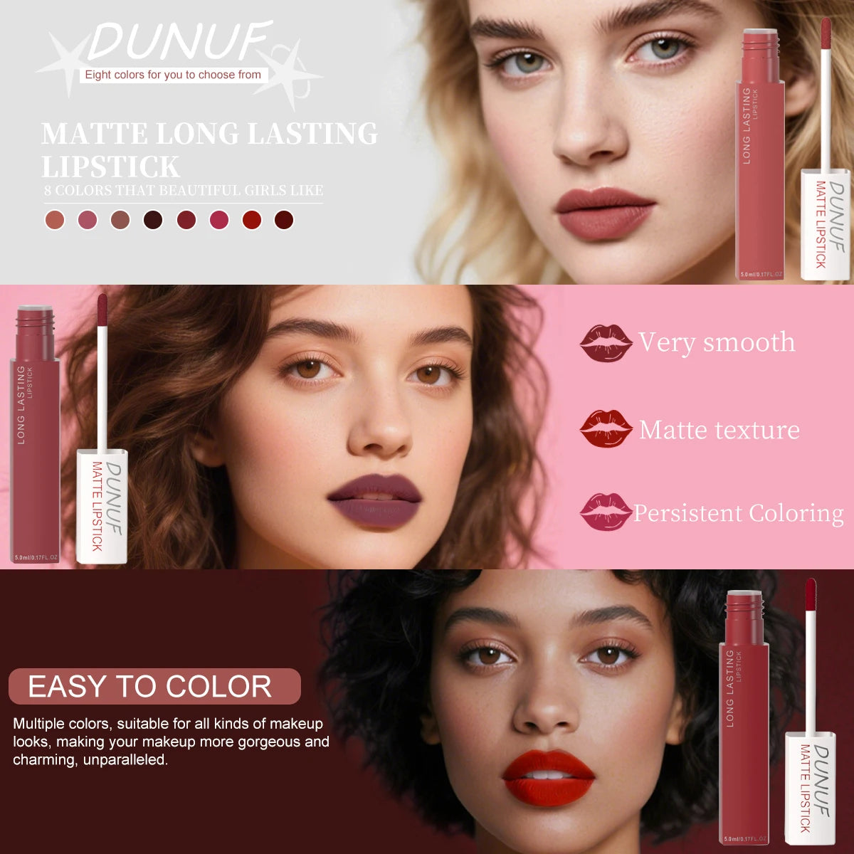 Long-Lasting Lip Gloss Lipstick Matte Velvet Waterproof