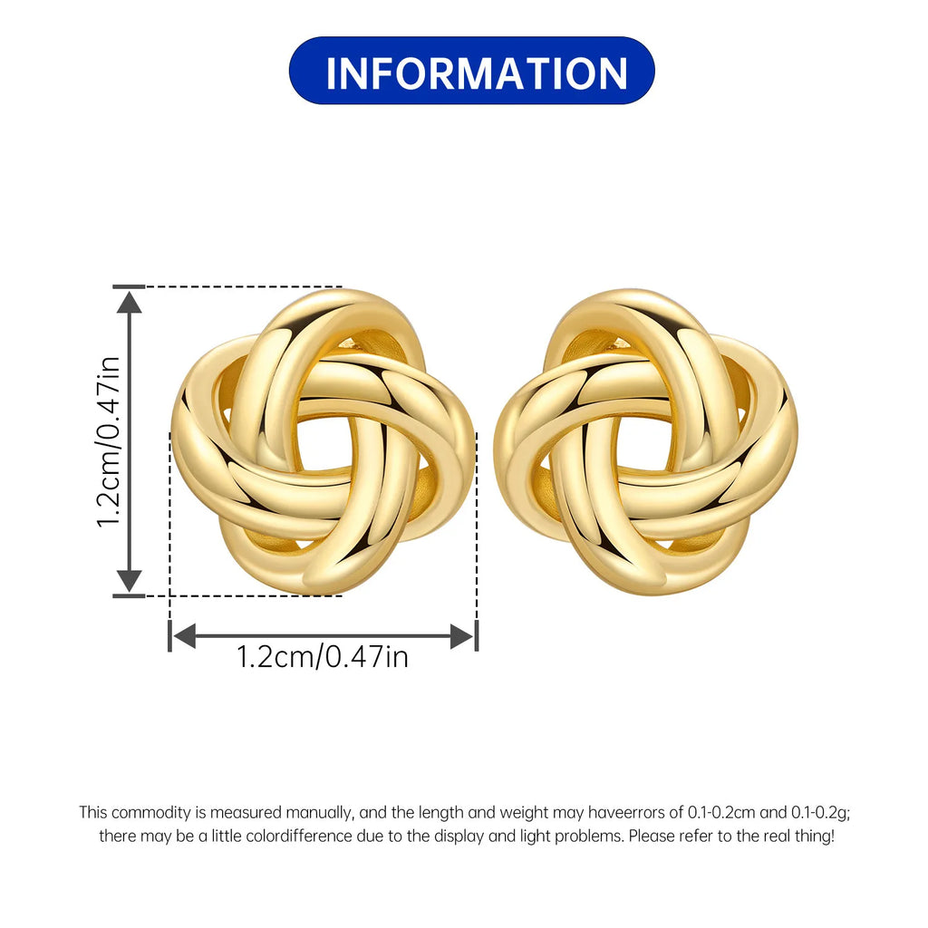 Elegant S925 Sterling Silver 18k Gold Classic Knot Stud Earrings For Ladys