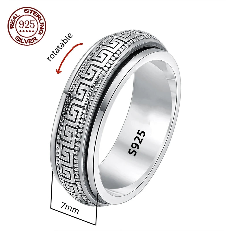 Simplicity Vintage S925 Sterling Silver Viking Rings for Men and Women