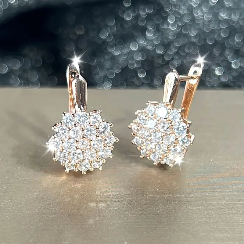 Cute Small White Cubic Zirconia Stone Snowflake Hoop Earrings for Women