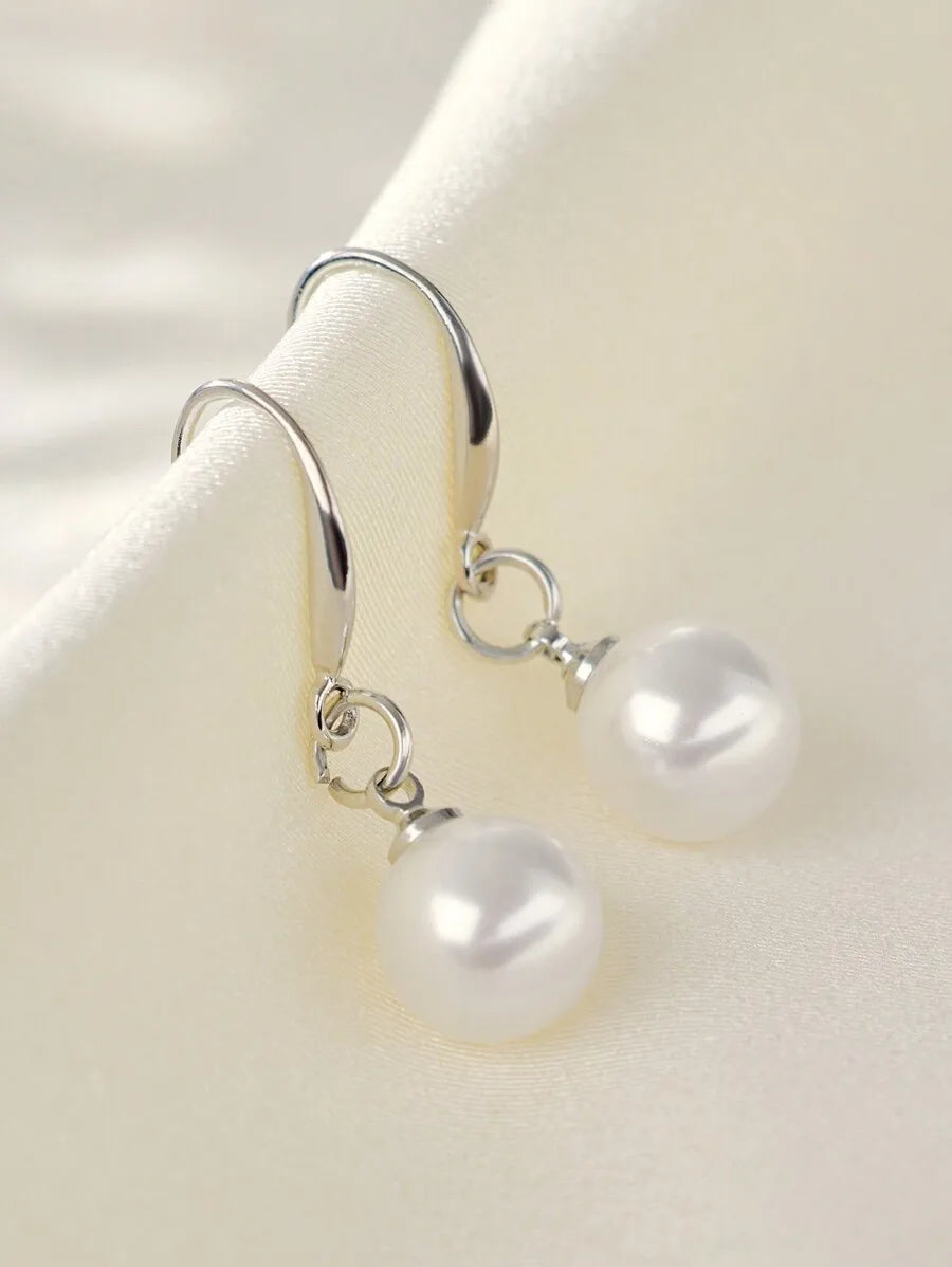 Pearl Drop Earrings With Hook For Women Classic Style