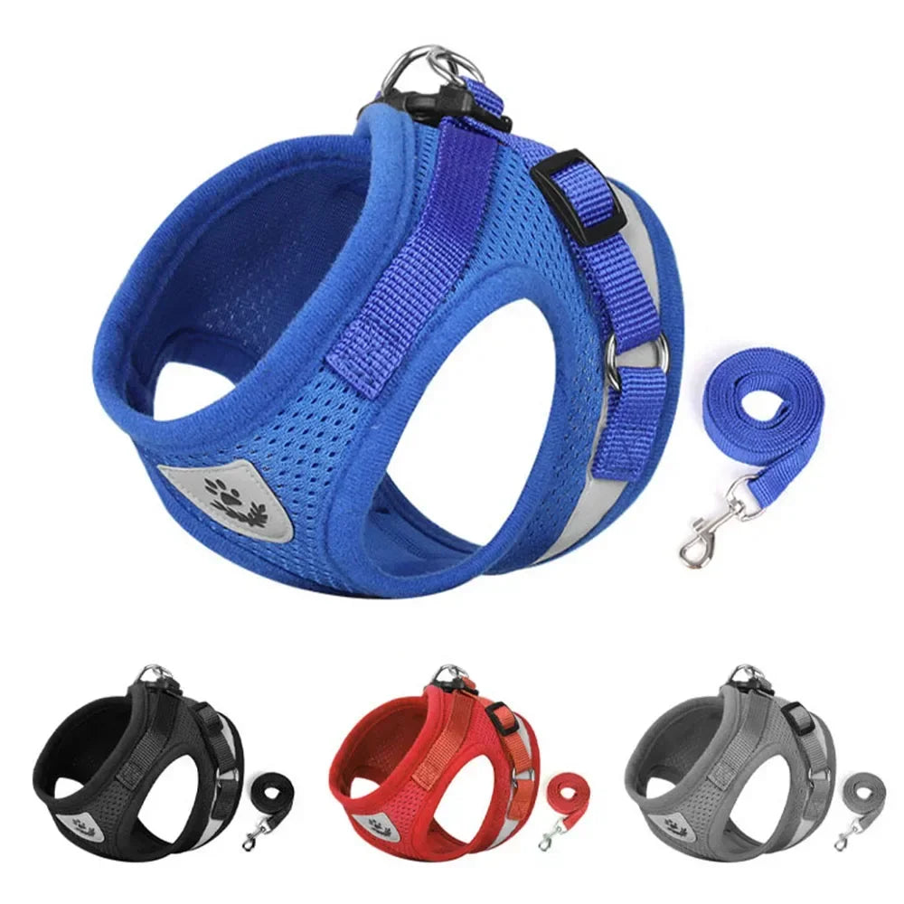 Cat Harness Lead Leash Set Adjustable Reflective Escape Proof Pet Mesh Vest Harness