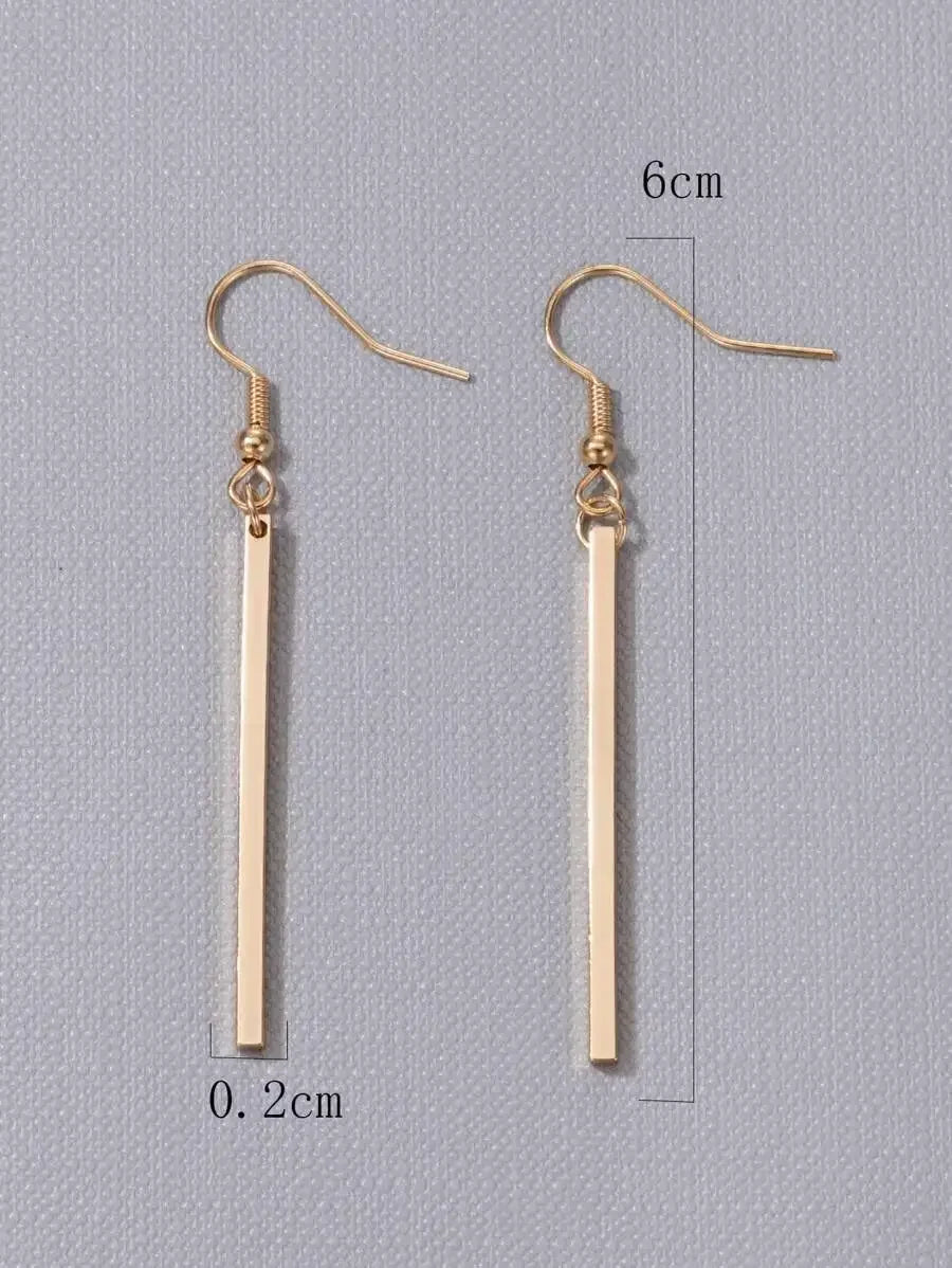 Rectangle Drop Earrings For Women Gold Tone Fashion Jewelry