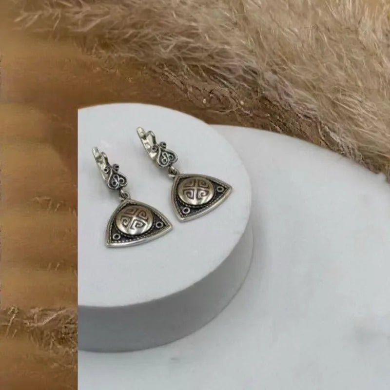 Ethnic style Kazakh element design Necklace Ring and Earring Set