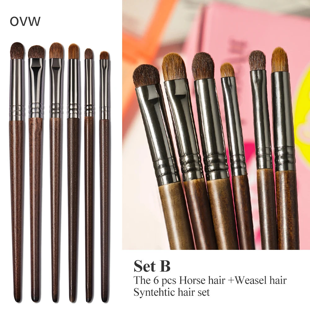 2/6 pcs Makeup Eye Shadow Brush Set Goat Hair Tool Ultra Soft Make Up Brush