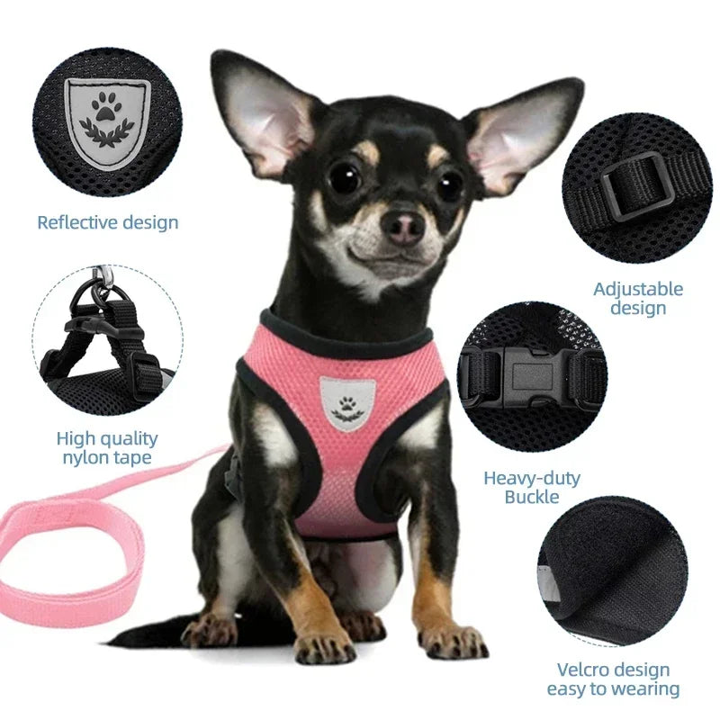 Cat Harness Vest Walking Lead Leash For Puppy Dogs Collar Polyester Adjustable Mesh Dog Harness