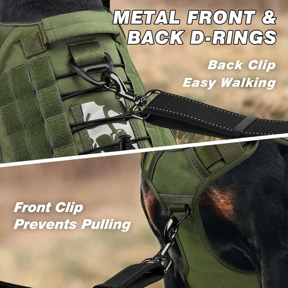 Tactical Dog Harness for Large Dogs, Heavy Duty No Pull with Handle, Reflective Military K9 Vest