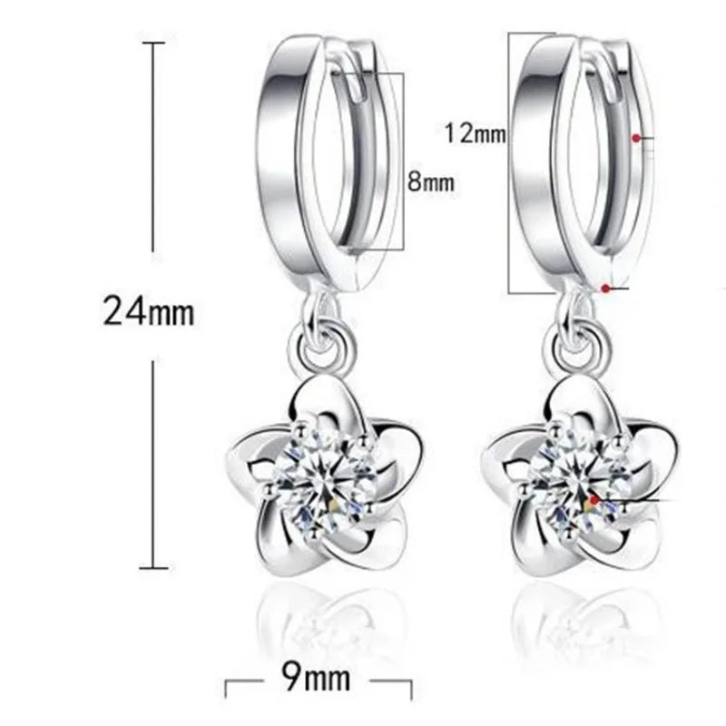 Trendy New Fashion Zircon 925 Silver Earrings For Women Simple Plum Blossom