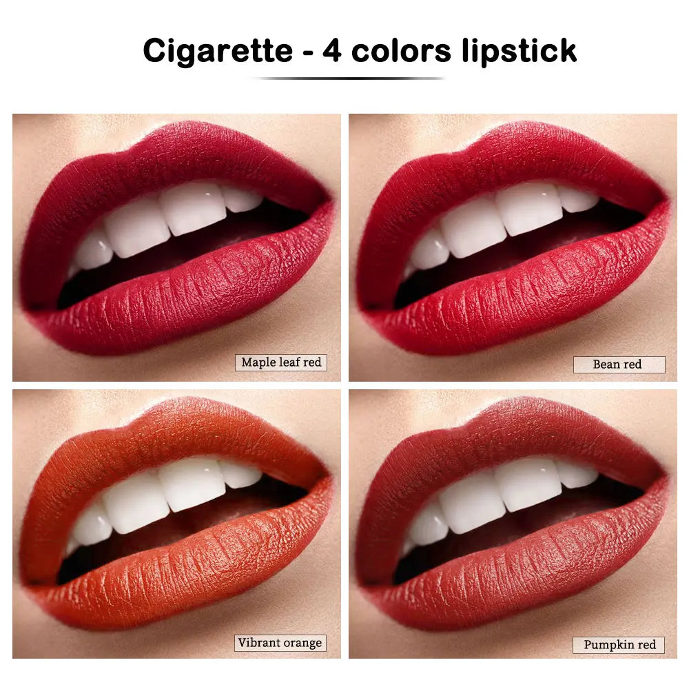 4 Colors Cigarette Shaped Lip Gloss Set Matte Velvet High Pigment Waterproof