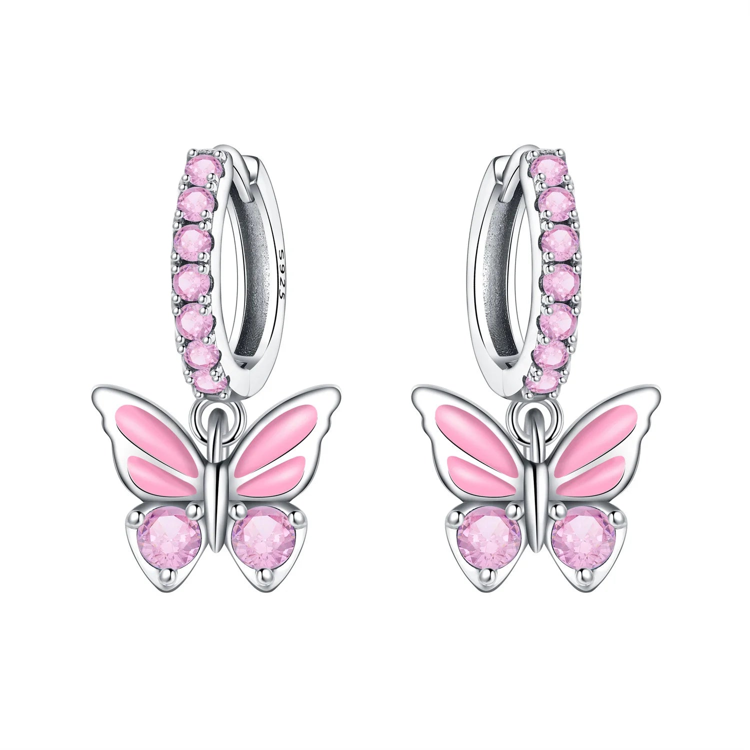 Original S925 Sterling Silver Zirconia Butterfly Gradient Dragonfly Earrings