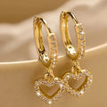 Gorgeous Heart Pendant Tassel Earrings with Full Sparkling Zirconia, Simple Style