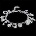 Fashion 925 Sterling Silver Bracelet for Woman Pretty Heart Zircon Pendant Chain 20CM 8inch