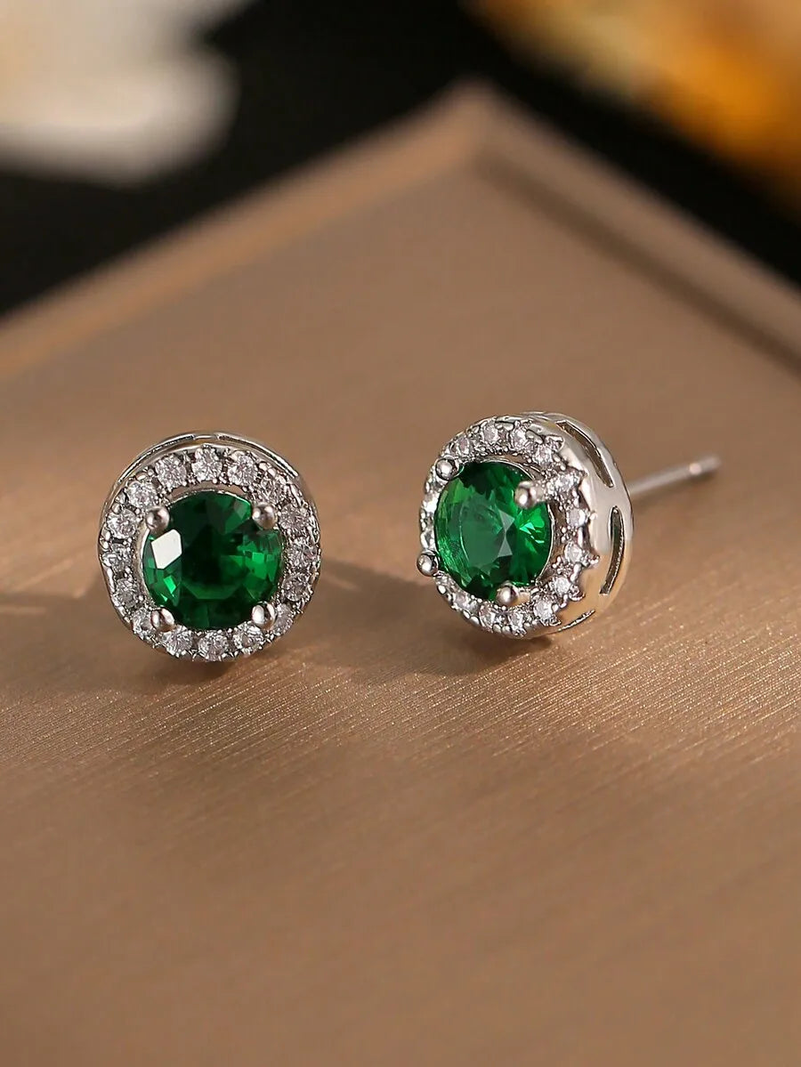 Classic Oval Black Cubic Zirconia Stud Earrings For Women