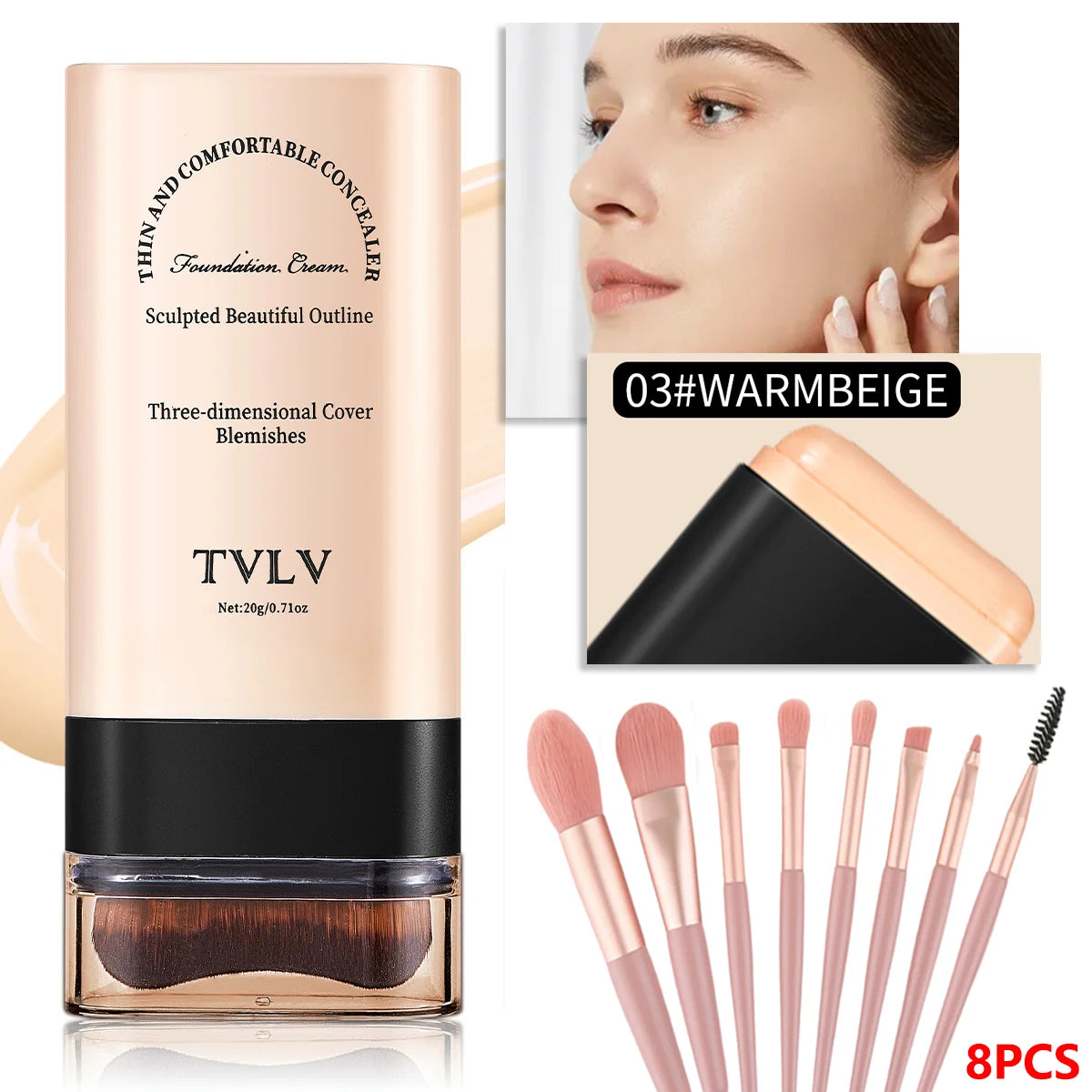 2 In 1 Foundation Concealer Stick With Built-in Brush