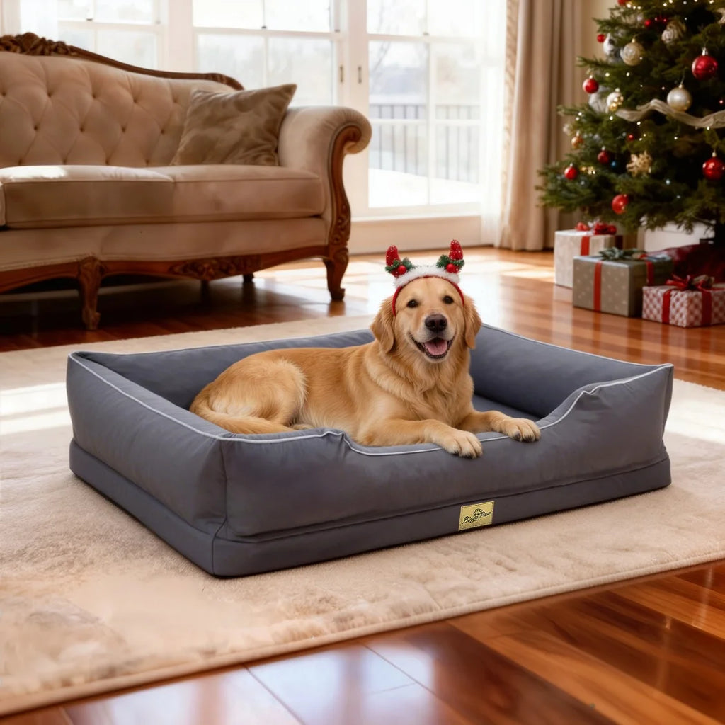 Large Orthopedic Dog Bed Pet Sofa with Bolster Washable Removable Cover and Non-Slip Bottom