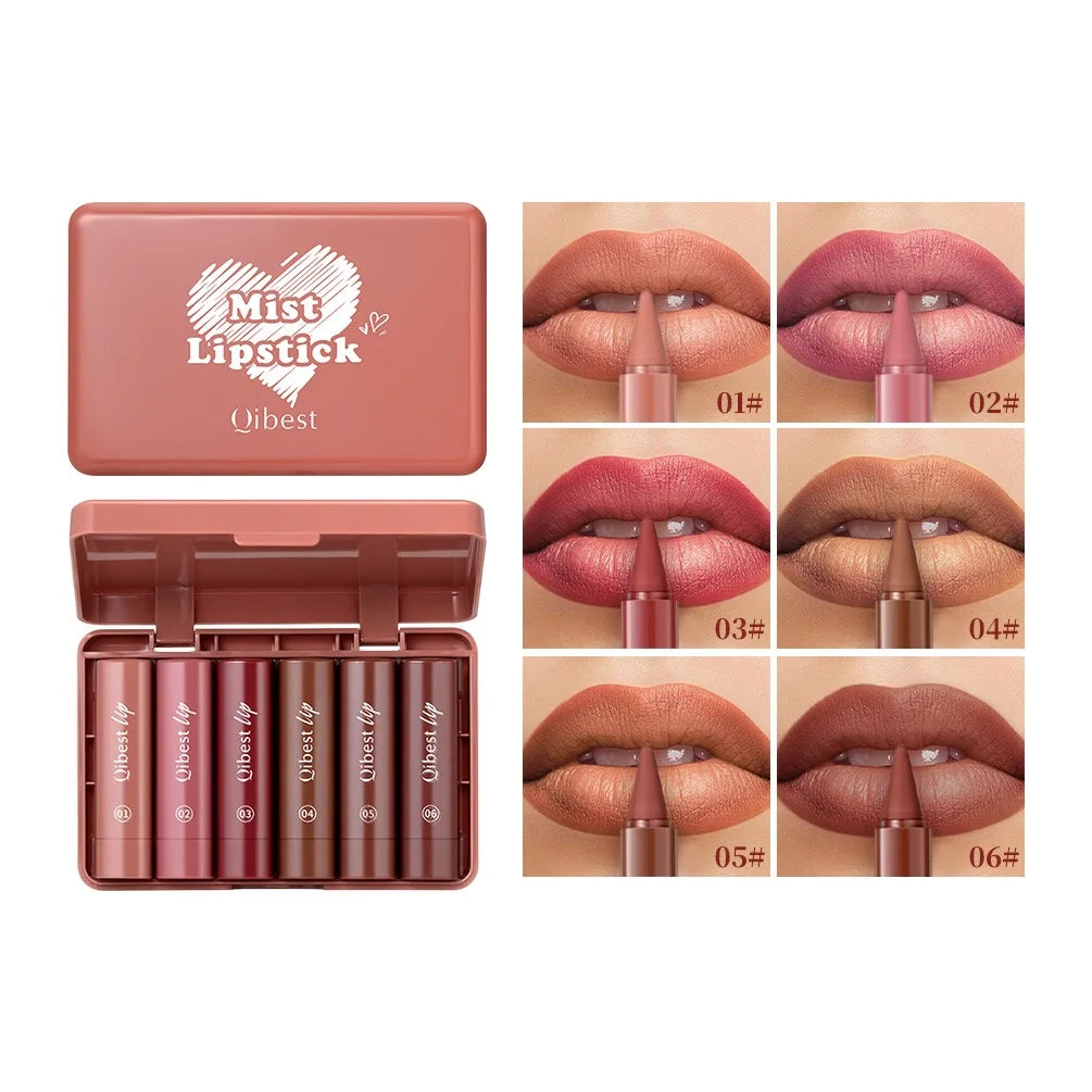 6-color mini lip liner and lipstick pencil, long-lasting waterproof