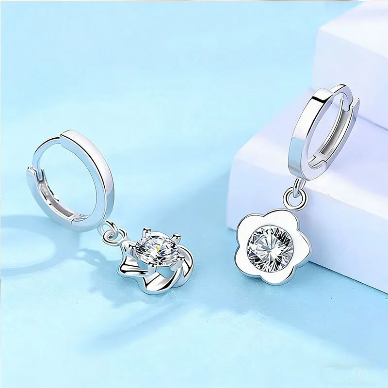 Trendy New Fashion Zircon 925 Silver Earrings For Women Simple Plum Blossom