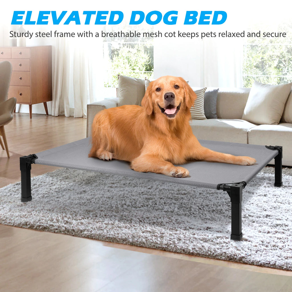 Elevated Dog Bed, Cooling Raised Pet Cot with Chew Proof Washable Breathable Mesh