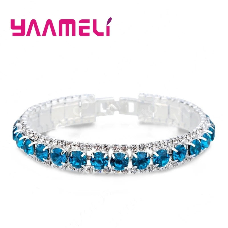 Top Sale 925 Sterling Silver Bracelets Full AAA Zircon Austrian Crystal Bangles