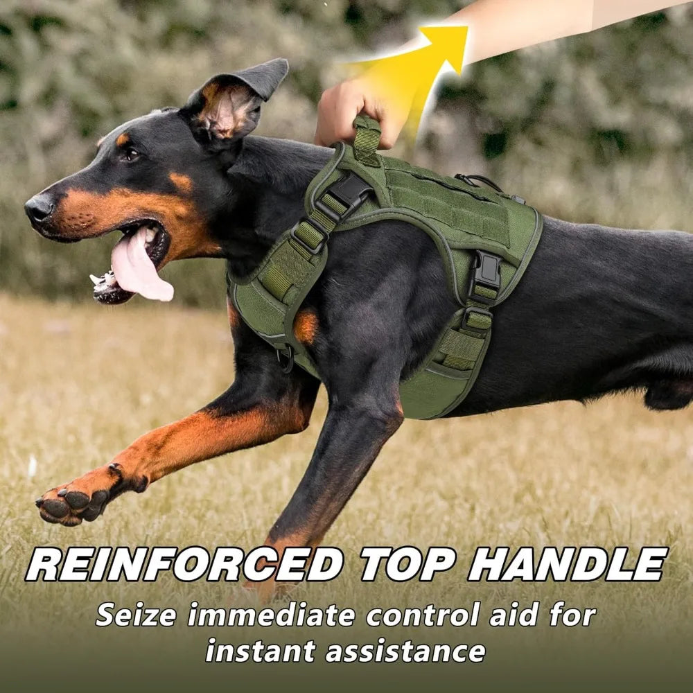 Tactical Dog Harness for Large Dogs, Heavy Duty No Pull with Handle, Reflective Military K9 Vest