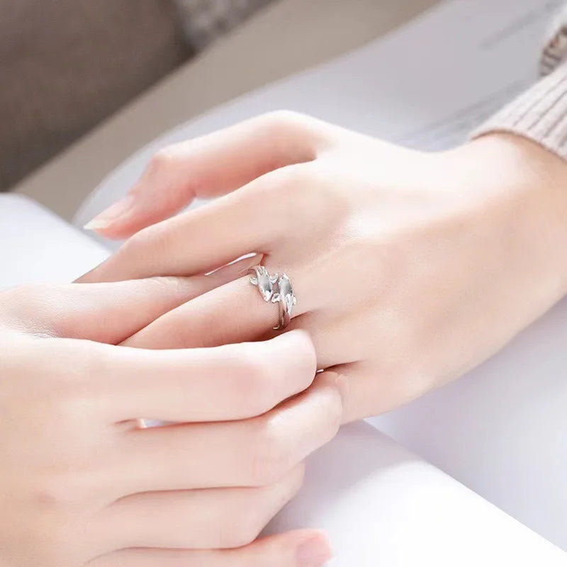Beautiful 925 Sterling Silver Ring Classic Dolphins for Women