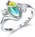 Elegant 925 Sterling Silver Rings for Women Mood Ring Color Change Cubic Zirconia Accents Ring Gold Plated Oval Solitaire Statement Silver Rings