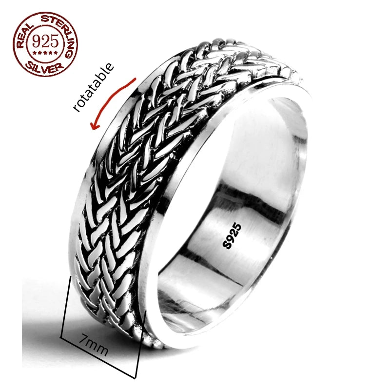 Simplicity Vintage S925 Sterling Silver Viking Rings for Men and Women