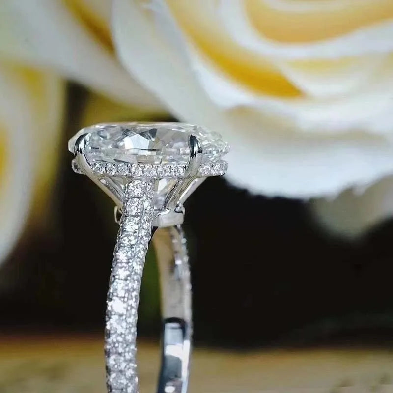 New 925 Sterling Silver Oval 4ct Lab Diamond Ring